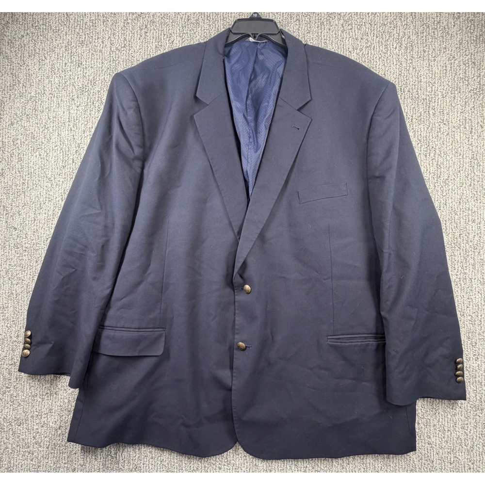 Oak Hill Blazer Mens 64 LNG Navy Blue Two Button Gold Crest Sport Coat